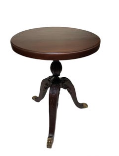 Duncan Phyfe Style Carved Wood Round Side Table