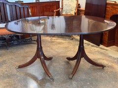 Duncan Phyfe Style Double Pedestal Mahogany Dining Table
