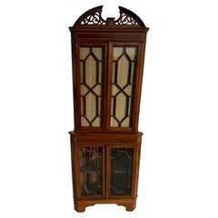 Antique Victorian Mahogany Corner Curio Cabinet