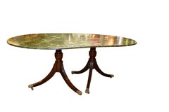 Duncan Phyfe Style Twin Pedestal Dining Table with Faux Marble Hand Painted Top