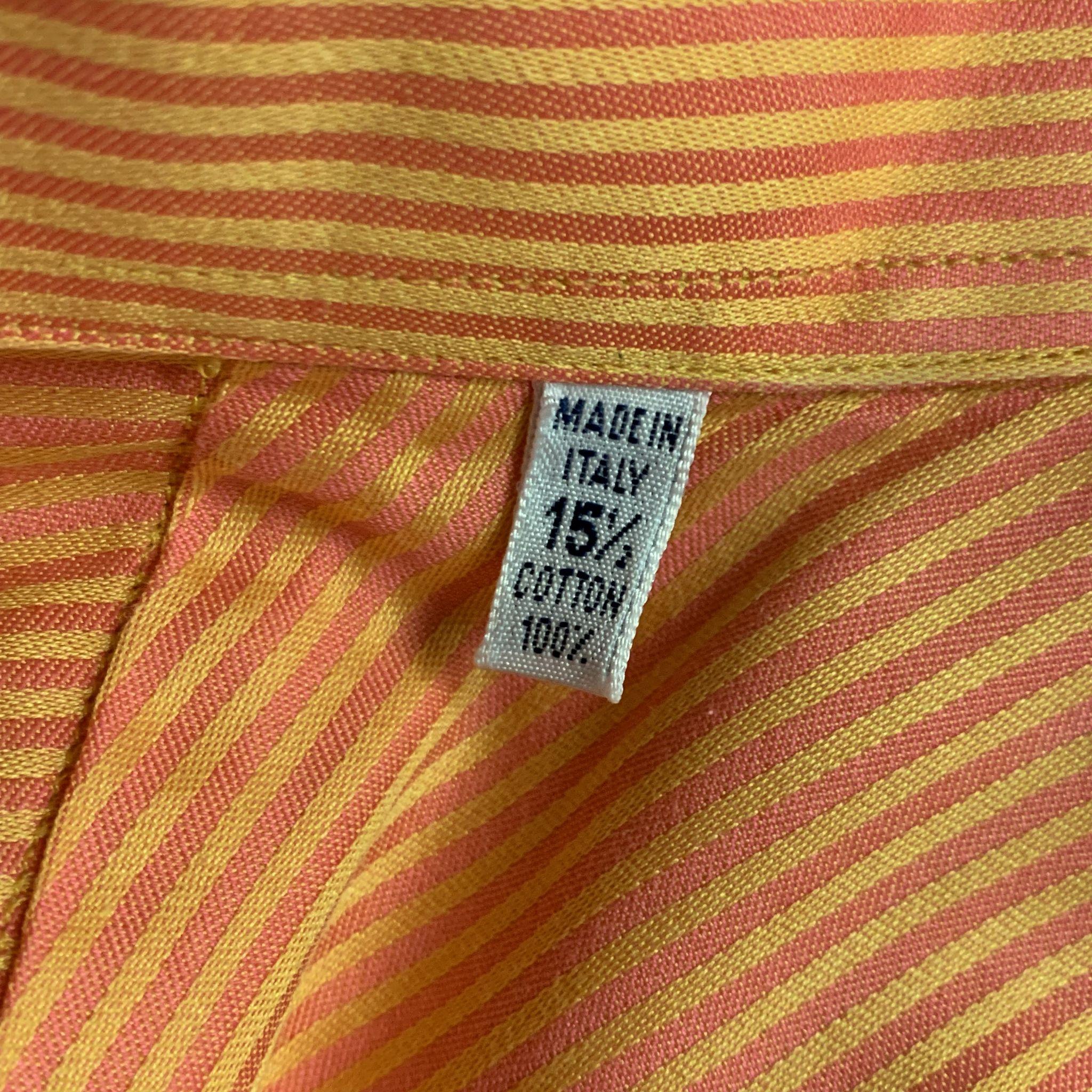 DUNCAN QUINN Size M Orange Stripe Cotton Button Up Long Sleeve Shirt 2