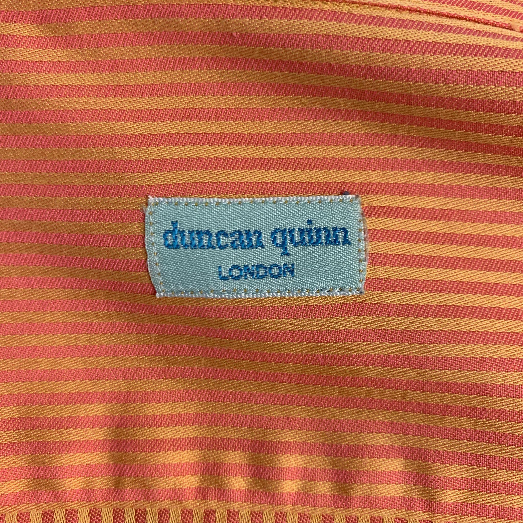DUNCAN QUINN Size M Orange Stripe Cotton Button Up Long Sleeve Shirt 3