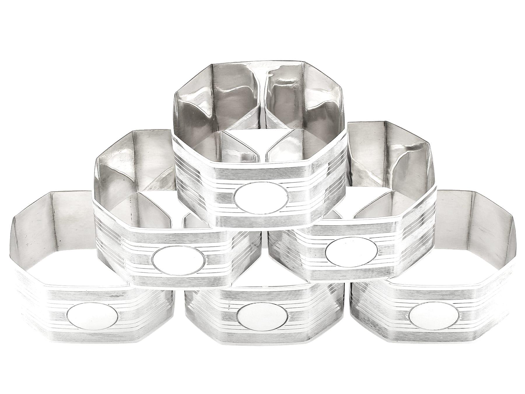 British Duncan & Scobbie Antique Boxed Sterling Silver Napkin Rings For Sale