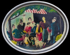 Vintage Metal Tray Painting by Duncan Shanks, Scottish Artist