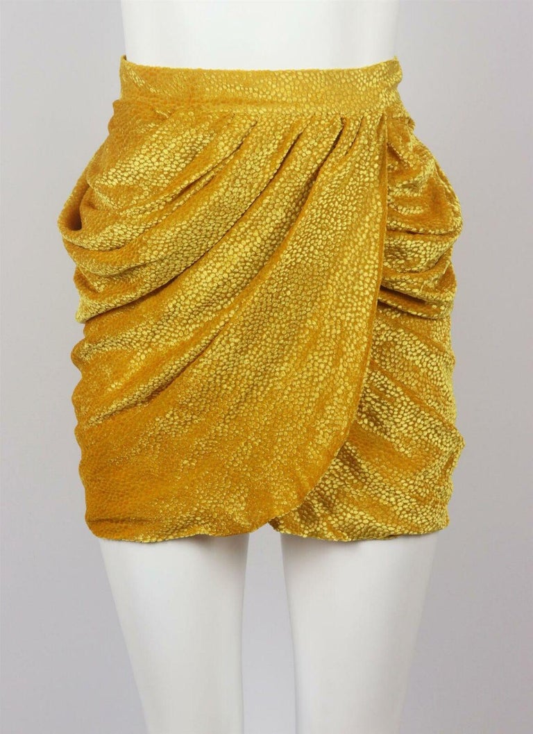 Dundas Draped Devoré Chiffon Wrap Effect Mini Skirt For Sale at 1stDibs
