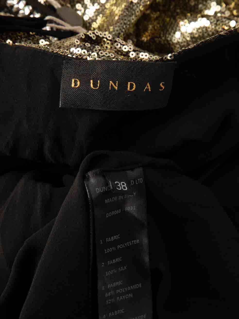Women's Dundas Gold Sequin Sleeveless Maxi Dress Size M For Sale