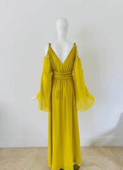 Dundas Grecian Silk Long Yellow Formal Dress