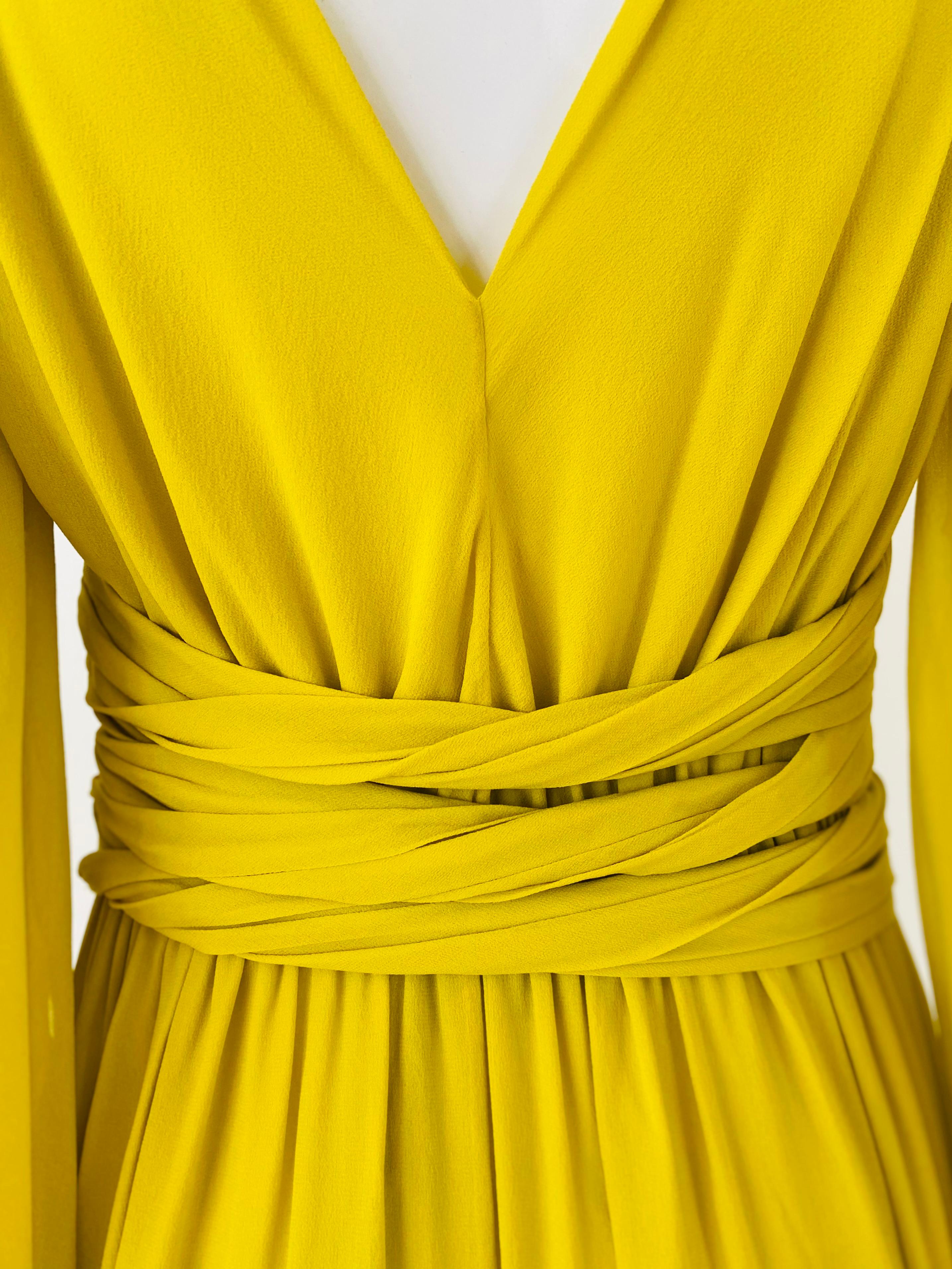 Women's Dundas Grecian Silk Long Yellow Formal Dress