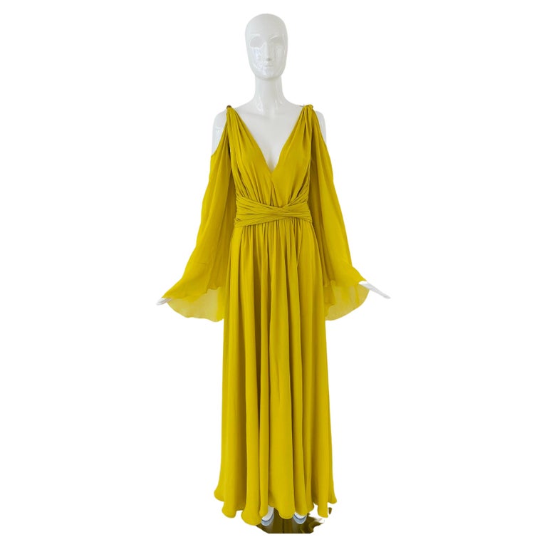 Dundas Grecian Silk Long Yellow Formal Dress For Sale at 1stDibs