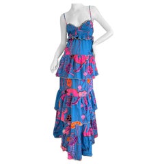 Dundas Tiered Bright Poppy Print Cotton Dress NEW