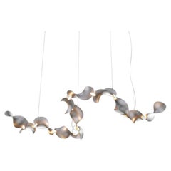 Dune 12 Curve Chandelier in Aluminum with Silver Anodized Finish by MOSS Objects