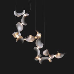 Dune 12 Spiral Chandelier in Silver Anodized Aluminum by MOSS Objects