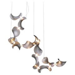 Dune 12 Spiral Chandelier in Silver Anodized Aluminum by MOSS Objects