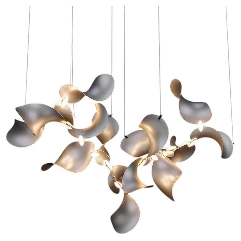 Dune 16 Cluster Chandelier in Silver Anodized Aluminum by MOSS Objects