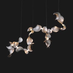 Dune 16 Spiral Chandelier in Silver Anodized Aluminum by MOSS Objects