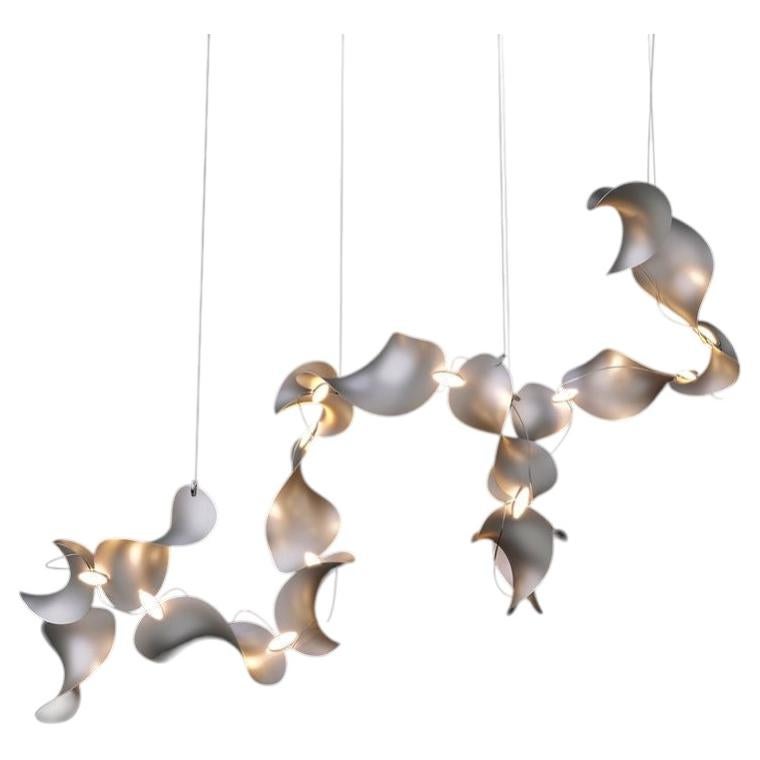Dune 16 Spiral Chandelier in Silver Anodized Aluminum by MOSS Objects