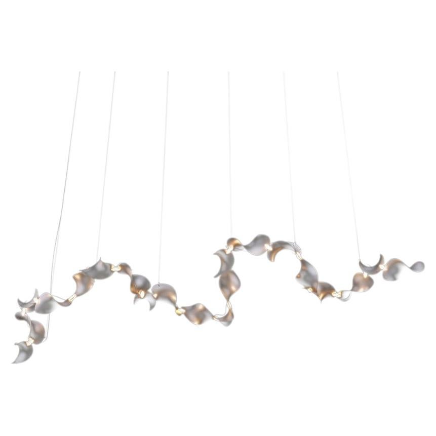 Dune 20 Curve Chandelier in Aluminum with Silver Anodized Finish by MOSS Objects For Sale