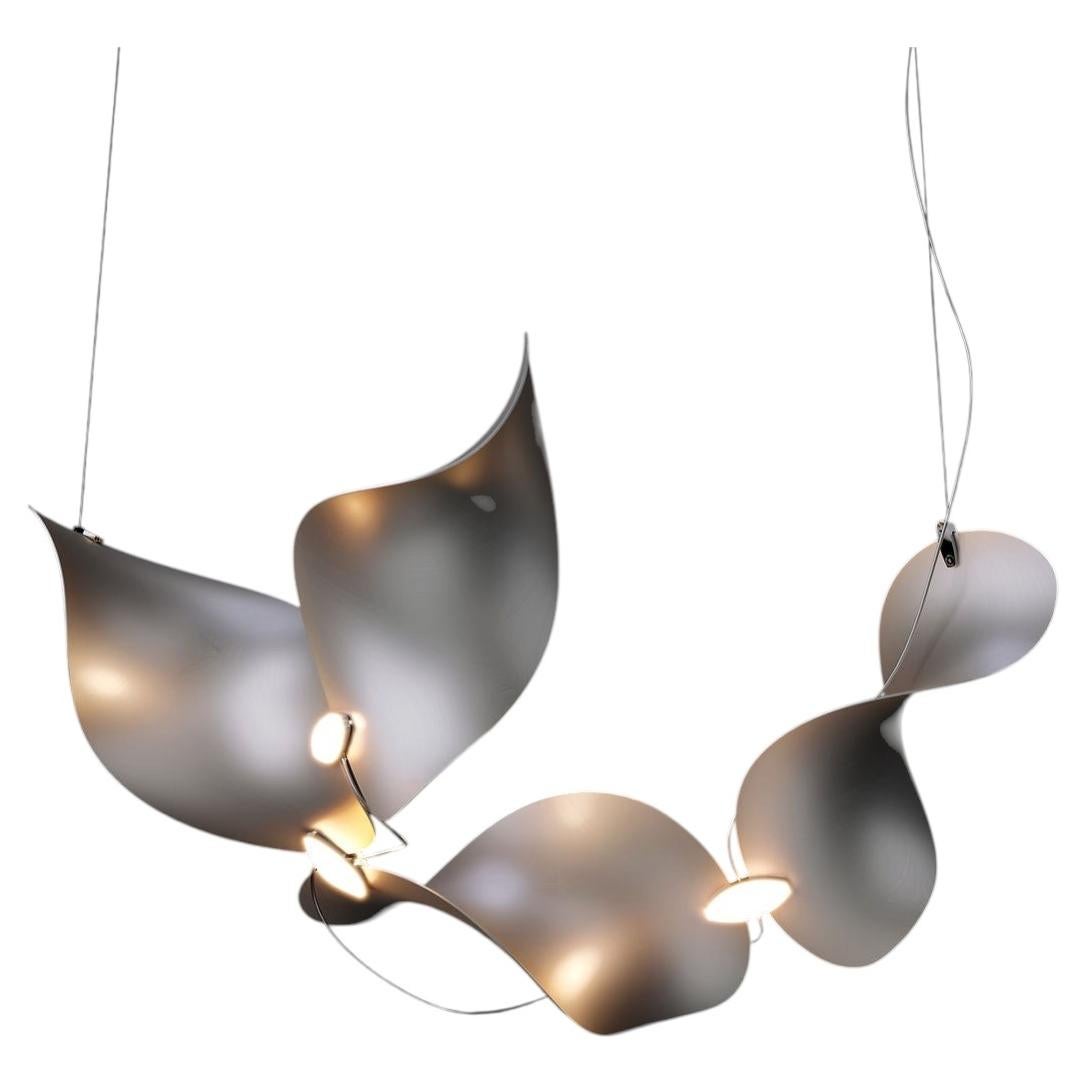 Dune 4 Curve Chandelier in Aluminum with Silver Anodized Finish by MOSS Objects