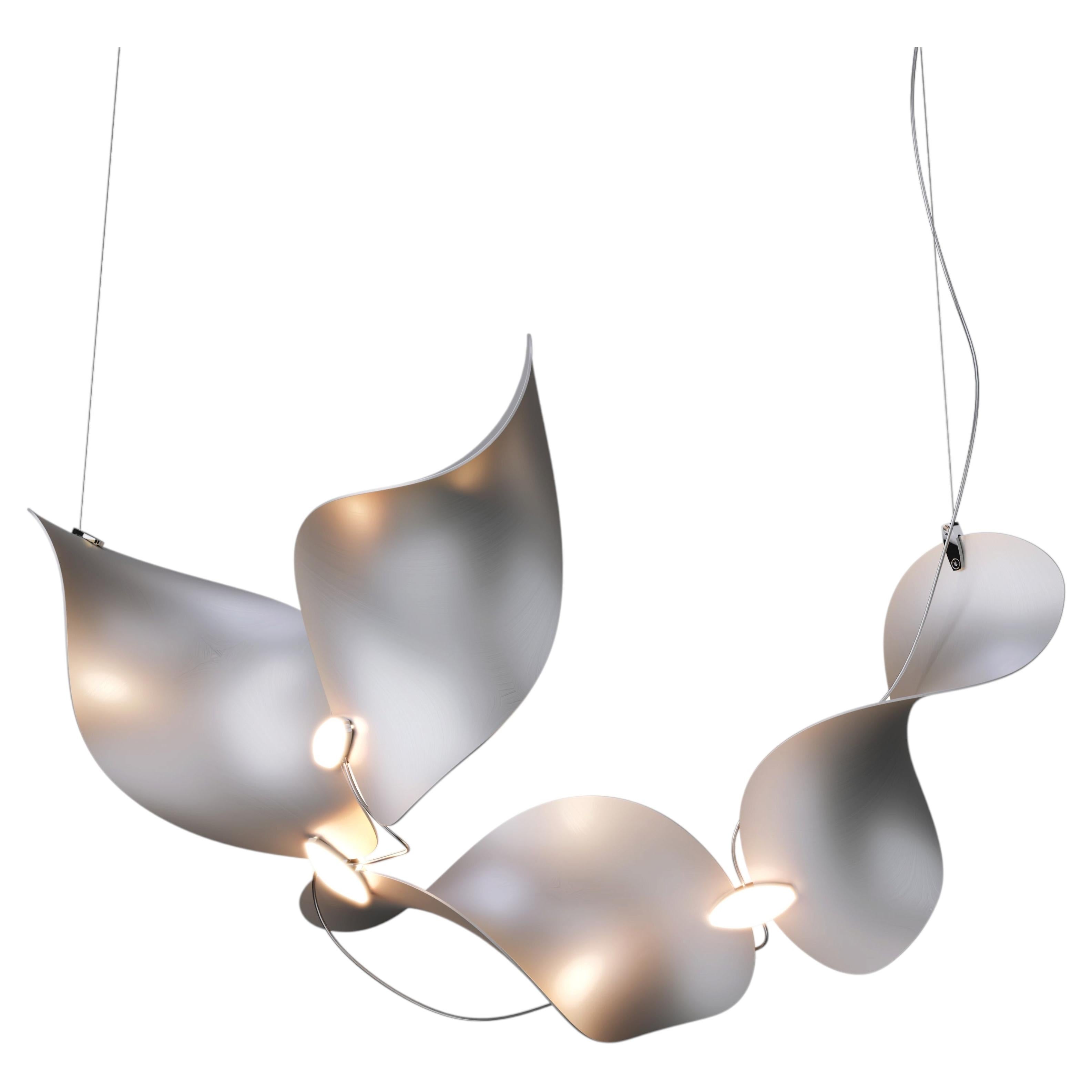 Lampada a sospensione 'Dune 4 Curve Line' in alluminio anodizzato per Moss Objects