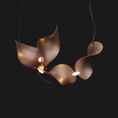 'Dune 4 Curve Line' Pendant Lamp in Copper Tone Aluminum for Moss Objects