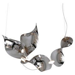 'Dune 4 Curve Line' Pendant Lamp in Silver Polished Aluminum for Moss Objects