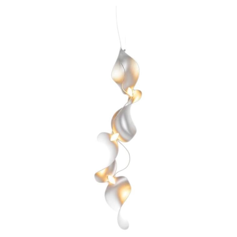 Dune 4 Vertical Line Chandelier in Silver Anodized Aluminum by MOSS Objects For Sale