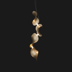 'Dune 4 Vertical Line' Pendant Lamp in Gold Tone Aluminum for Moss Objects