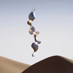 'Dune 4 Vertical Line' Pendant Lamp in Silver Polished Aluminum for Moss Objects