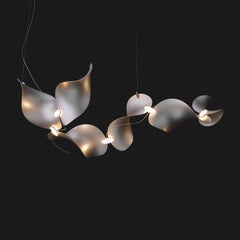 Dune 6 Curve Chandelier in Aluminum with Silver Anodized Finish by MOSS Objects
