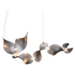 Dune 6 Curve Chandelier in Aluminum with Silver Anodized Finish by MOSS Objects