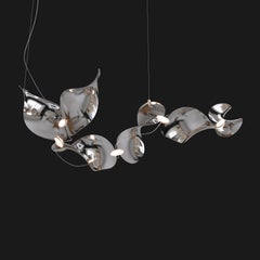 'Dune 6 Curve Line' Pendant Lamp in Silver Polished Aluminum for Moss Objects