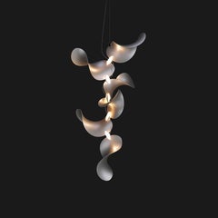 Dune 6 Vertical Cluster Chandelier in Silver Anodized Aluminum by MOSS Objects