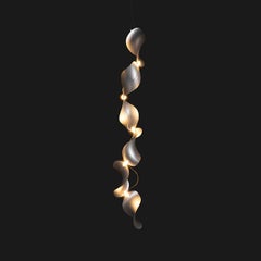 Dune 6 Vertical Line Chandelier in Silver Anodized Aluminum by MOSS Objects