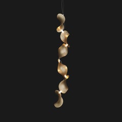 'Dune 6 Vertical Line' Pendant Lamp in Gold Tone Aluminum for Moss Objects