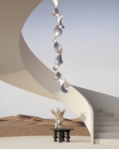 'Dune 6 Vertical Line' Pendant Lamp in Silver Polished Aluminum for Moss Objects
