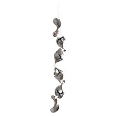 'Dune 6 Vertical Line' Pendant Lamp in Silver Polished Aluminum for Moss Objects