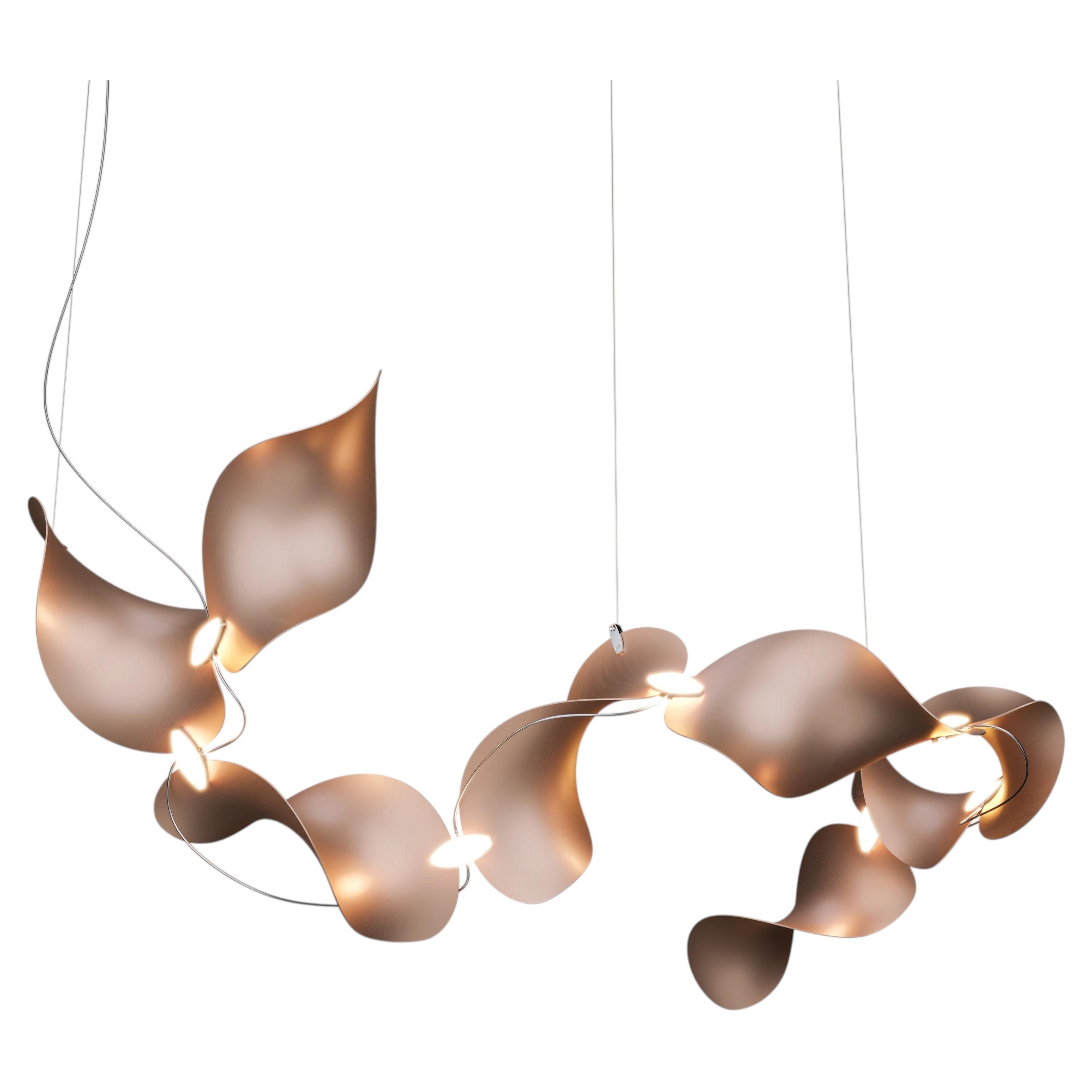 Lampada a sospensione 'Dune 8 Curve Line' in alluminio color rame per Moss Objects