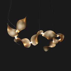 'Dune 8 Curve Line' Pendant Lamp in Gold Tone Aluminum for Moss Objects