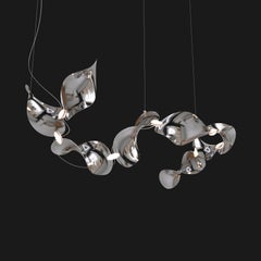 'Dune 8 Curve Line' Pendant Lamp in Silver Polished Aluminum for Moss Objects