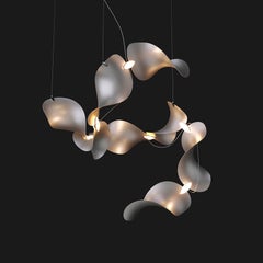 Dune 8 Spiral Chandelier in Aluminum with Silver Anodized Finish by MOSS Objects