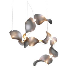 Dune 8 Spiral Chandelier in Aluminum with Silver Anodized Finish by MOSS Objects