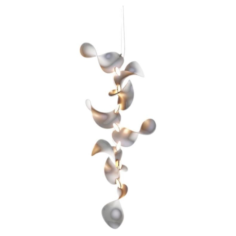 Dune 8 Vertical Cluster Chandelier in Silver Anodized Aluminum by MOSS Objects