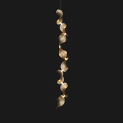 'Dune 8 Vertical Line' Pendant Lamp in Gold Tone Aluminum for Moss Objects