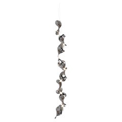 'Dune 8 Vertical Line' Pendant Lamp in Silver Polished Aluminum for Moss Objects