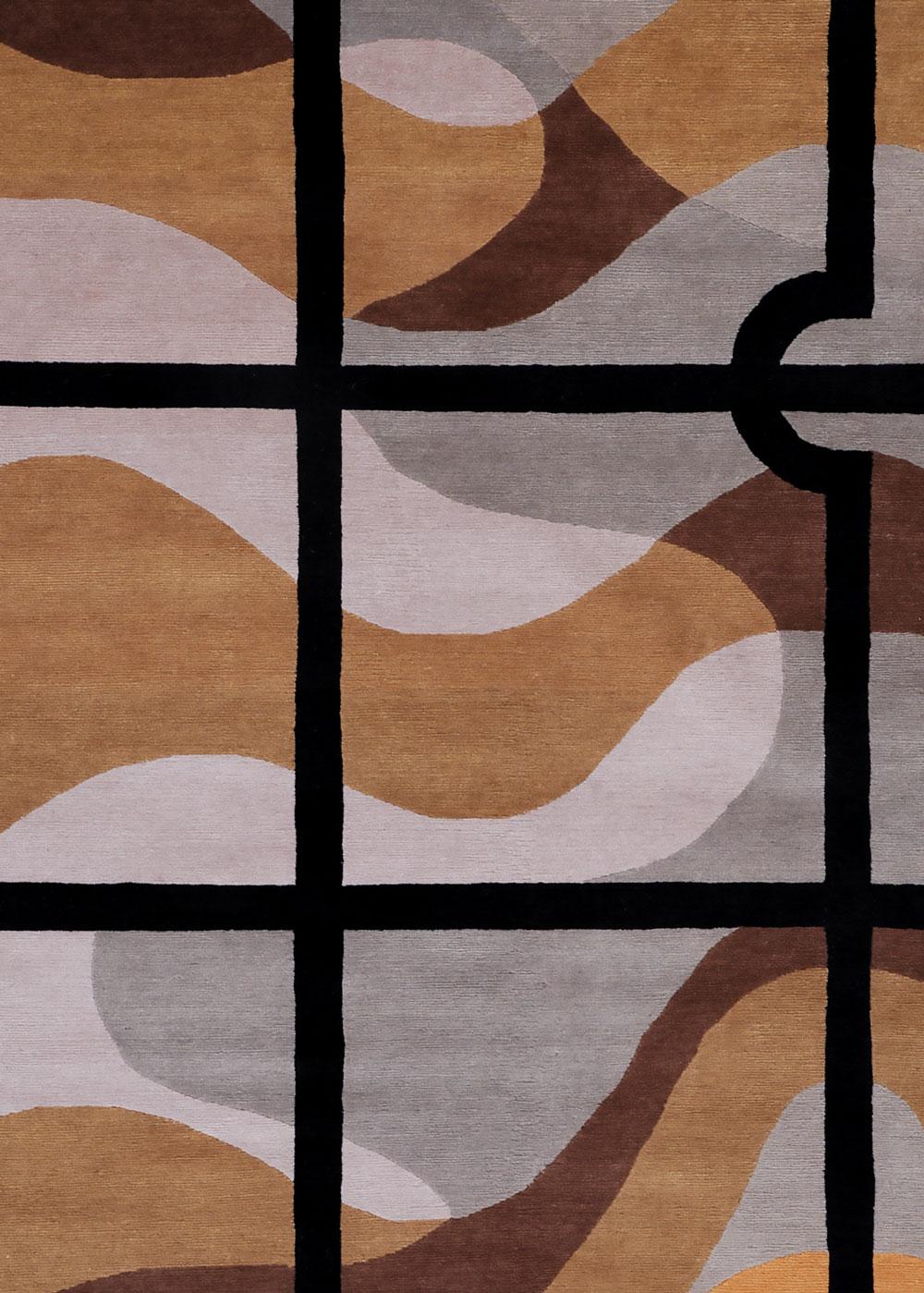 Dune - Alessandro Mendini Moderner Design-Teppich aus Wolle und Baumwolle, handgeknüpft (Indisch) im Angebot