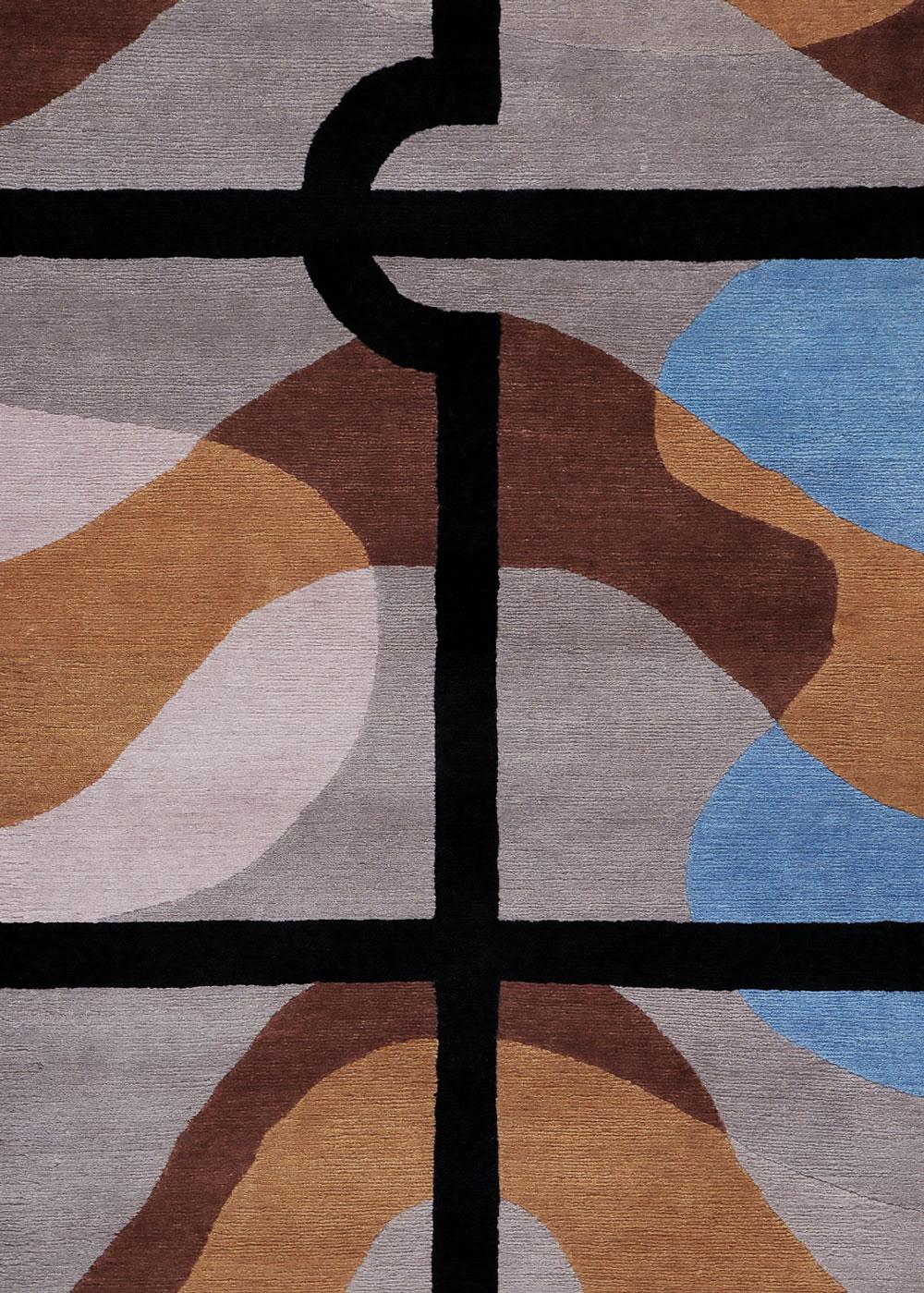 Dune - Alessandro Mendini Moderner Design-Teppich aus Wolle und Baumwolle, handgeknüpft (Handgefertigt) im Angebot