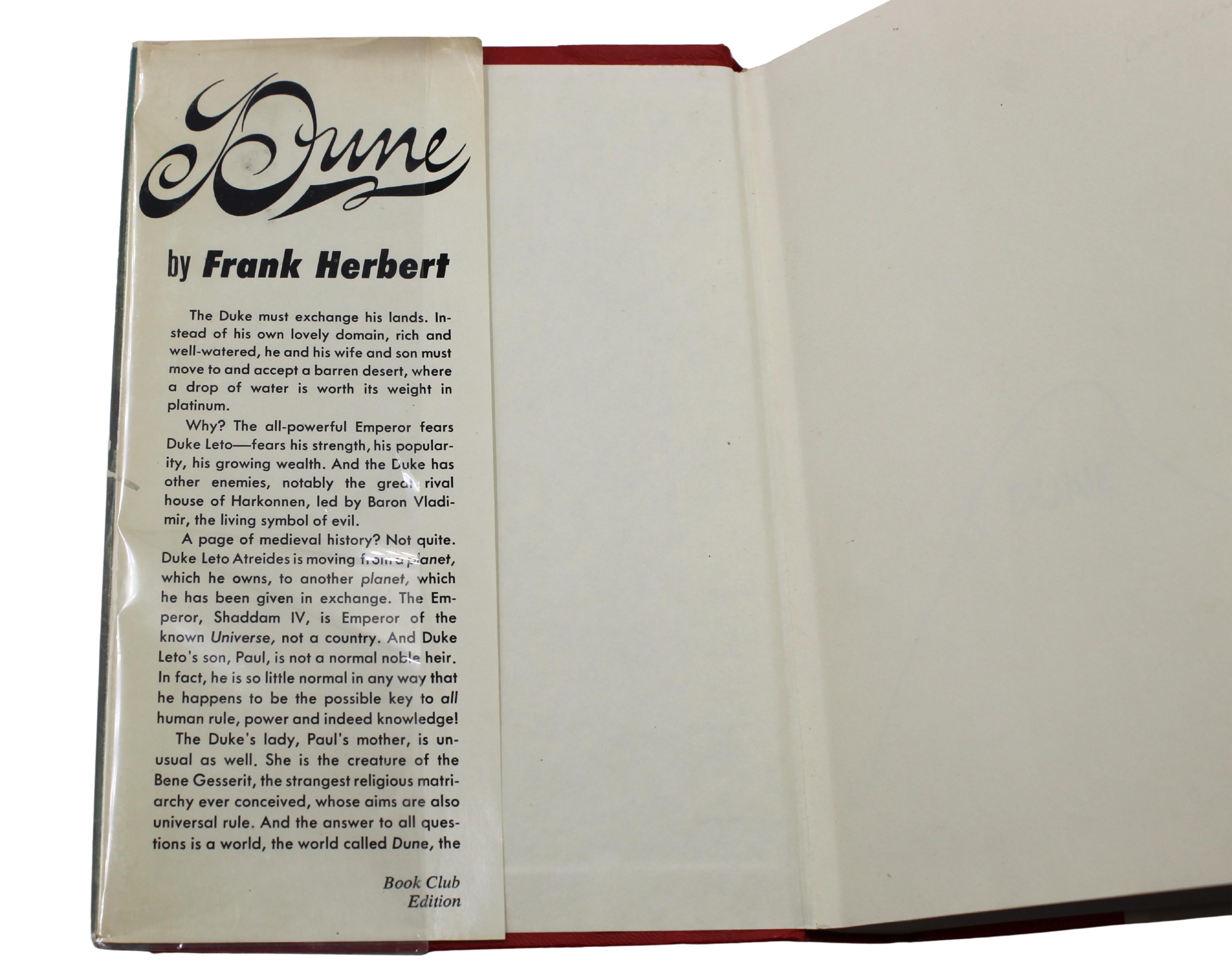 Américain Dune par Frank Herbert, édition du club de lecture, sous jaquette originale, 1965 en vente