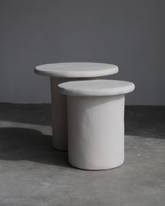 dune round nesting plaster table set by öken house studios
