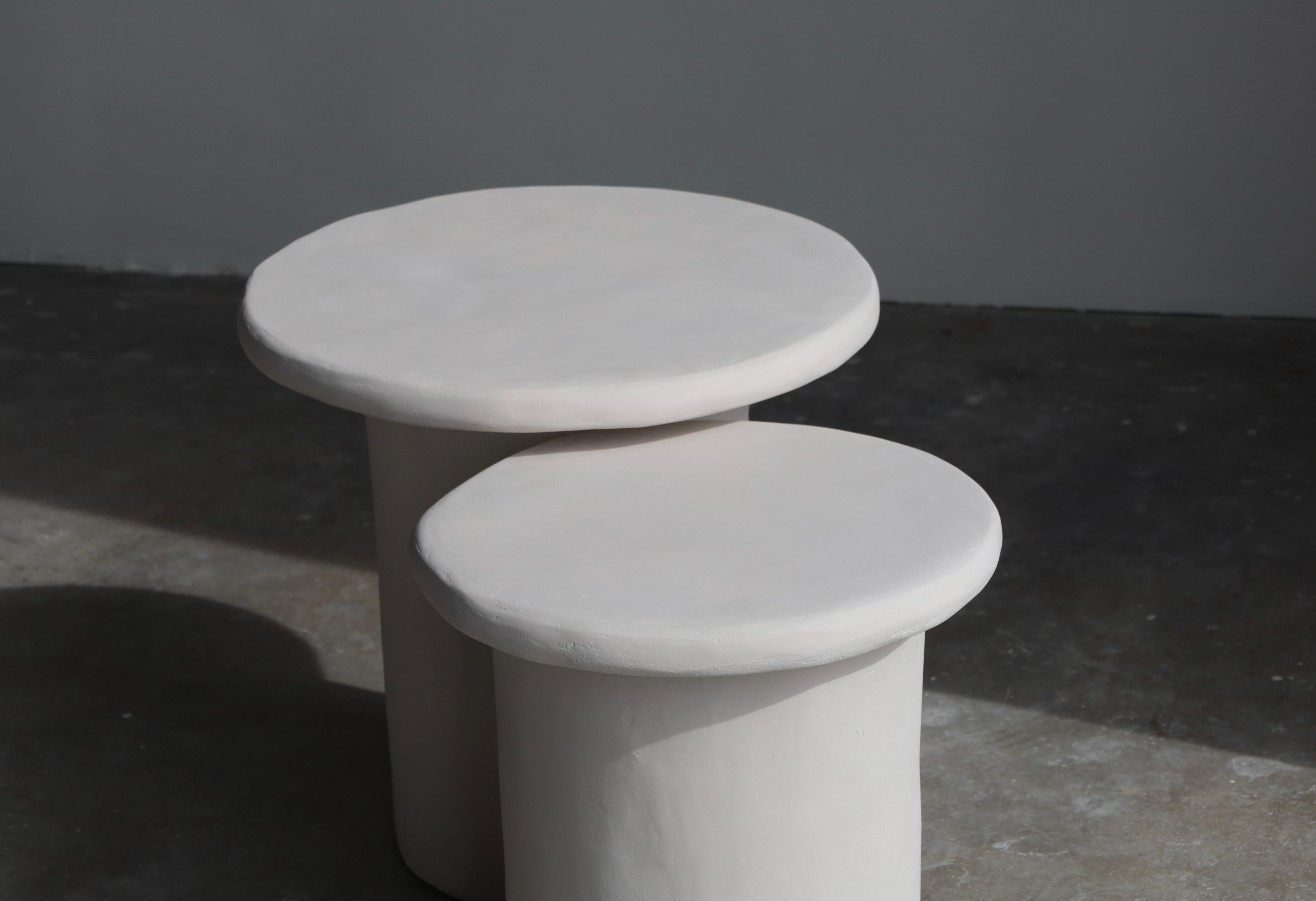 Minimalist dune round nesting plaster table set by öken house studios For Sale