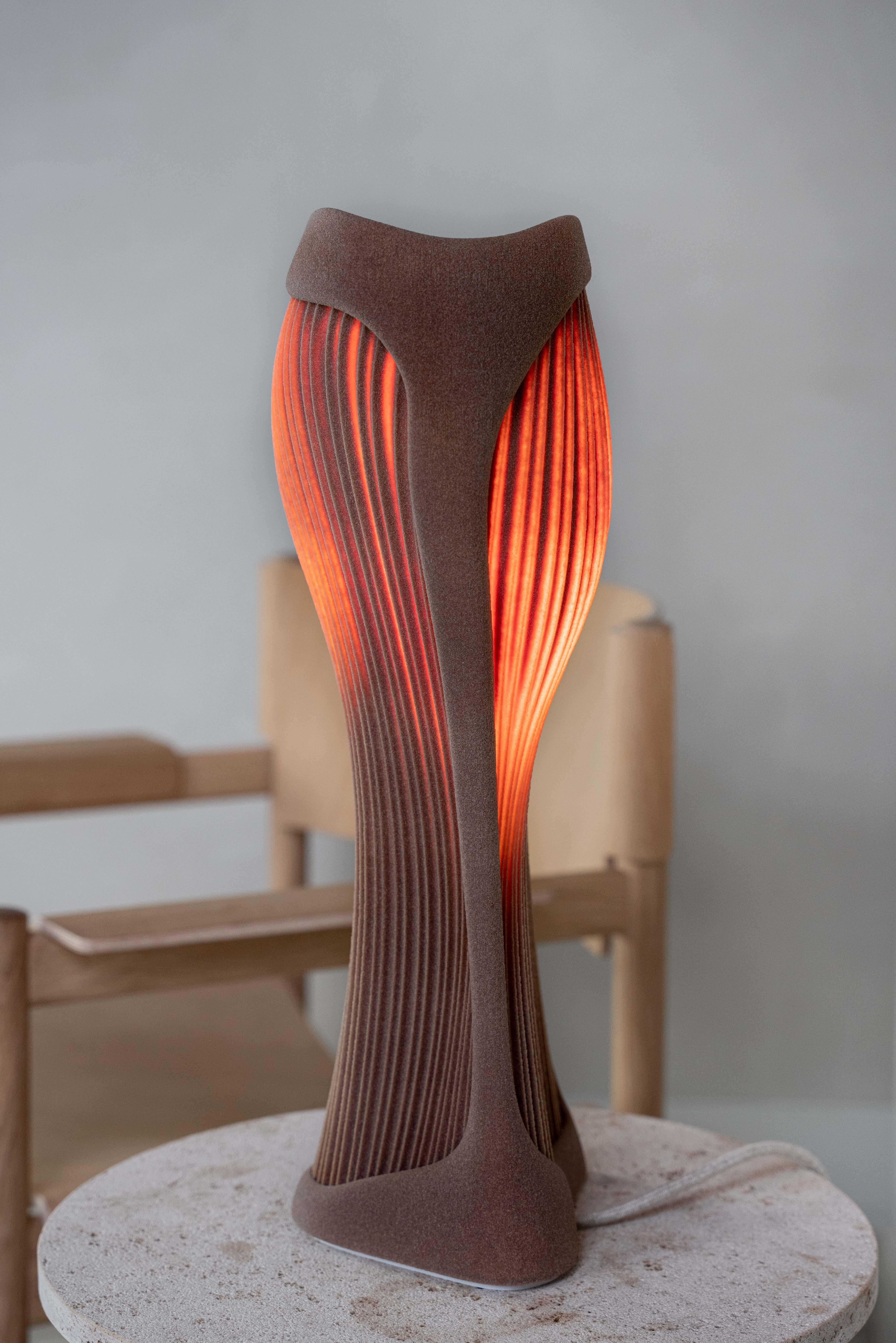 Machine-Made Dune Table Lamp, 3d-Printed Sand, Sculptural Organic, Unique Ambient Lighting For Sale